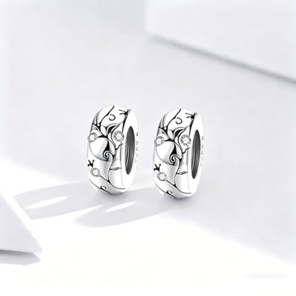 ARTCHARM Clasp Love Safety Chain Charm - Authentic 925 Sterling Silver Heart Beads - Fit European Style Bracelet - color: 2PCS Vine Spacer