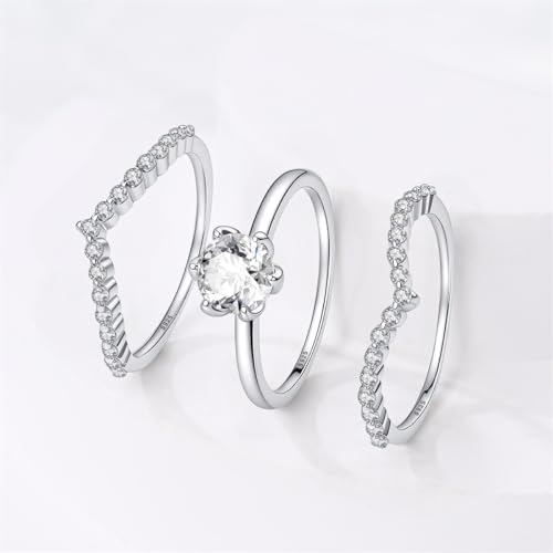KUNSIR 925 Sterling Silver Rings Classic Cubic Zirconia Eternity Promise Statement Anniversary Wedding Bands Engagement Rings for Women Infinity Forever Love Ring Size 7-9 - style: Fingertip Romance Ring