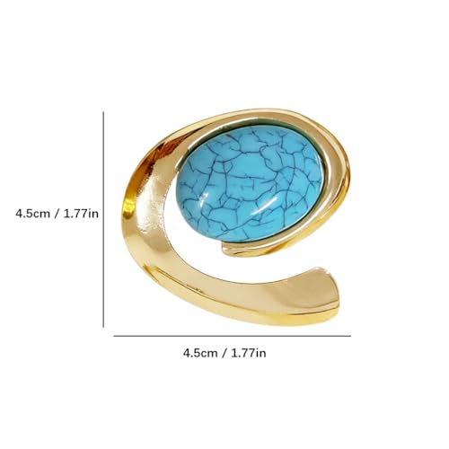 Boho Chunky Gold Swirl Oval Turquoise Brooch for Women Retro Statement Dainty Big Faux Pearl Brooches Lapel Pins Suit Costume Accessories Jewelry Gift - color: Gold 1