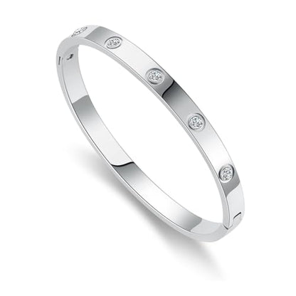 Friendship Love Bracelet for Women, 18K Gold Plated Titanium Steel Cuff - color: Silver, size: Zircon 6.5''