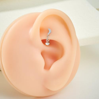 FECTAS 16G 8PCS Rook Piercing Jewelry Eyebrow Rings for Women Rook Earrings Tragus Daith Cartilage Lip Belly Surface Curved Barbell Piercing Jewelry 10mm 8mm - style: style3-8mm-silver