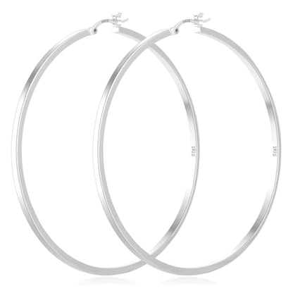 925 Sterling Silver Hoop Earrings Silver Hoops Earring Large Hoop Earrings | Jewelry for Her Gift Large Silver Hoop Earrings Hypoallergenic Thin Hoop Earring for Women Sensitive Ears 20/30/40/50/60/70mm - color: 60mm Silver