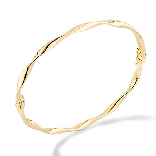 Miabella Italian 18K Gold Plated 925 Sterling Silver Italian Oval Twist Hinged Bangle Bracelet for Women, 925 Made in Italy - style: Medium - 7.5 Inches
