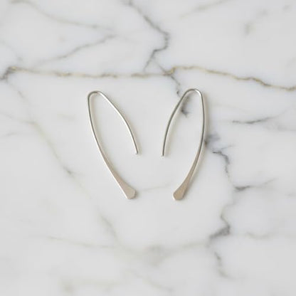 Upside Down Hoop Earrings - Hypoallergenic Lightweight Wire Needle Drop Dangle Threader Hoops for Women, Safe for Sensitive Ears - Plated in 925 Sterling Silver or 18k Gold - color: 1.2" inch - 925 Sterling Silver Plated