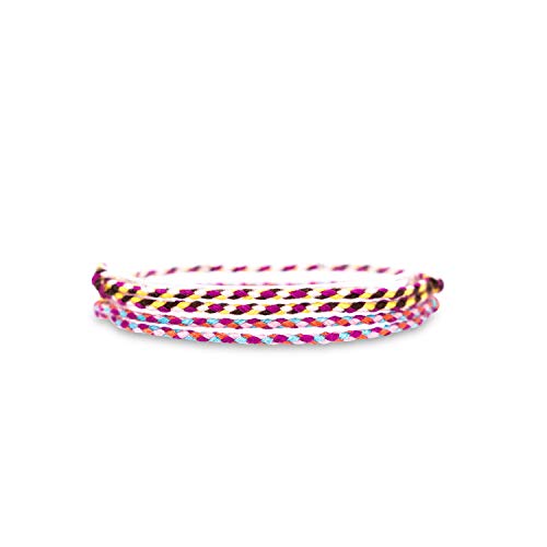Made by Nami 2 Pcs Wave String Ankle Bracelets for Women Waterproof & Adjustable Thin Braided Anklet Surfer Boho Ankle Bracelet Set of 2 Beach Accessories - color: Pink Set