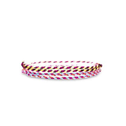 Made by Nami 2 Pcs Wave String Ankle Bracelets for Women Waterproof & Adjustable Thin Braided Anklet Surfer Boho Ankle Bracelet Set of 2 Beach Accessories - color: Pink Set