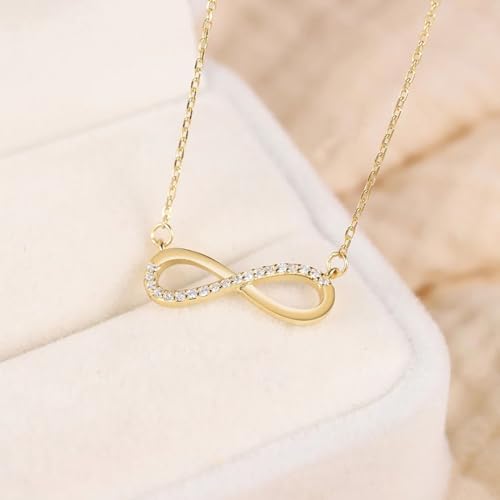 LLWOM Gold Necklace for Women-14k Gold Plated Infinity Necklace Star Of David Necklace Evil Eye Cross Pendants Heart Dainty Gold Necklace For Women - color: Gold-CZ Infinity