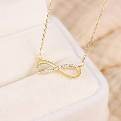 LLWOM Gold Necklace for Women-14k Gold Plated Infinity Necklace Star Of David Necklace Evil Eye Cross Pendants Heart Dainty Gold Necklace For Women - color: Gold-CZ Infinity