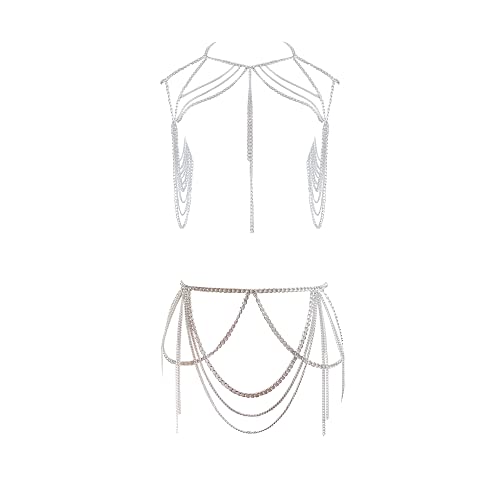 Sexy Body Chain Set Layered Necklace Bra Waist Chain Summer Fashion Bohemian Jewelry Suit for Beach Party Holidy