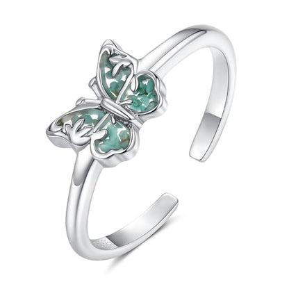 Step Forward 925 Sterling Silver Toe Rings for Women - Adjustable Infinity Daisy Starfish Butterfly Stylish Toe Ring Band for Woman - Summer Vacation Beach Boho Foot Jewelry Gifts - style: Butterfly