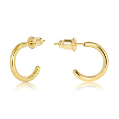 Minimalist Hoops for Women - 14K Gold Open Huggie Hoop Earrings, Hypoallergenic Tiny Hoops in Gold and Silver (Set of 1-5 Pairs) - color: 14K Gold - 10mm (1 Pairs)