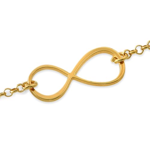 Personalized Infinity Bracelet - Choose Your Style - Sterling Silver, Solid Gold or Plated - Rolo Chain - color: 18K Gold Vermeil Silver, size: Classic Bracelet
