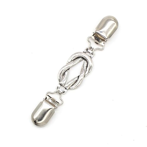 Retro Styles Sweater Clip Cardigan Neckline Clasp In Sturdy Metal Collar Clasp For Fashion Forward Women - color: Ancient Silver