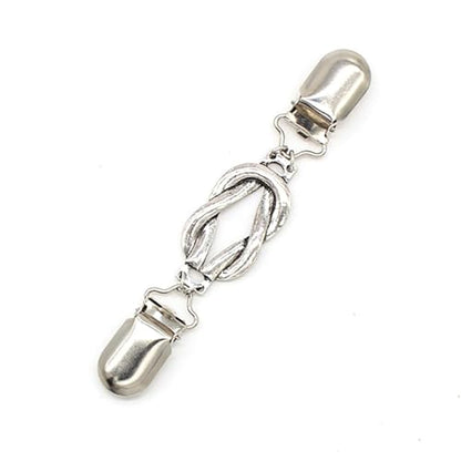 Retro Styles Sweater Clip Cardigan Neckline Clasp In Sturdy Metal Collar Clasp For Fashion Forward Women - color: Ancient Silver