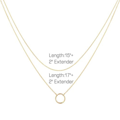 Layered Necklaces for Women - 14K Dainty Gold Plated Layering Chokers Necklaces Set Multilayer Delicate Necklace Trendy Adjustable Long Layered Necklaces for Women - style: 16 Circle Karma Necklace