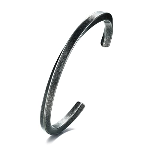 VNOX Bracelet for Men Women | Mens Stainless Steel Cuff Bracelet Bangle Twist Mobius Endless Love Bracelet | Christmas Birthday Gift for Men Women - color: Silver Grey, size: [Large]Fit 6.5-7.5" Wrist