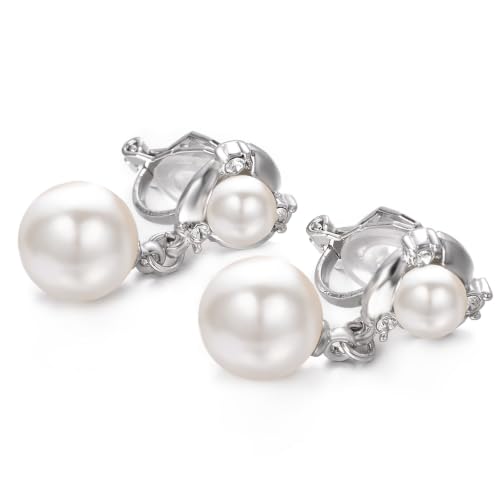 Yoursfs Pearl Dangle Clip On Earrings for Women Vintage Faux Pearl Earrings Non Pierced Crystal Earring - style: Pearl Dangle Clip On Earrings