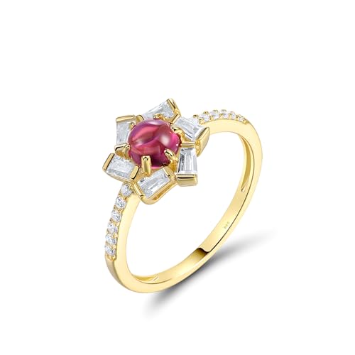 Santuzza Sterling Silver Gemstone Flower Ring for Women - color: [A]Orchid-Red