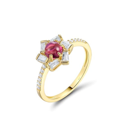 Santuzza Sterling Silver Gemstone Flower Ring for Women - color: [A]Orchid-Red