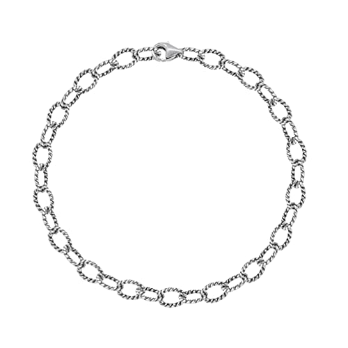 Savlano 925 Sterling Silver 9, 10 Inches Chain Anklet for Women Comes With a Gift Box - style: DC Oval Rolo