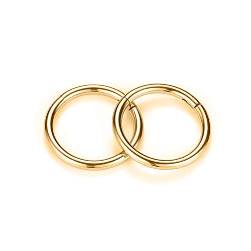 GAGABODY 2 Pcs Nose Rings 22G 20G 18G 16G 14G 12G 10G 8G Surgical Steel Piercing Rings for Nose Septum Cartilage Helix Tragus Conch Rook Daith Lobe from 5mm to 16mm Seamless Hoop Unisex Hinged Earrings - color: Gold