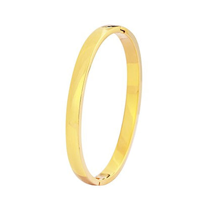 Women's Stackable Bangle Bracelet Hinged Oval-Shape - color: Gold, size: Medium 6.75"Inches