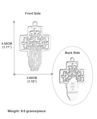 Saint Therese of Lisieux/Saint Mother Teresa of Calcutta/Divine Mercy Jesus/Mater Dolorosa Patron Saint Medal Charm Pendant for DIY Rosary Necklace Bracelet Jewelry Making Part - color: 20pcs-Our Lady Guadalupe Cross