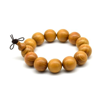 Zen Dear Natural Golden Sandalwood Mexican Bocote Mala Prayer Bead Bracelet Link Wrist Necklace Mala Beads - style: 18mm 13 beads