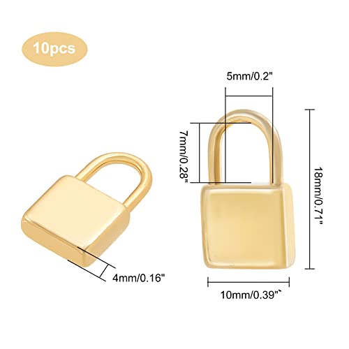 CHGCRAFT 10pcs Real 18K Gold Plated 304 Stainless Steel Pendants Padlock Pendant for Necklace Bracelets Jewelry Making,18x10x4mm