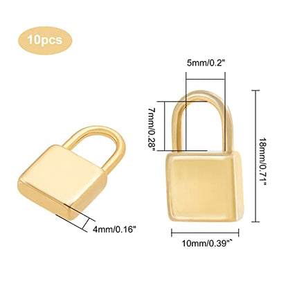 CHGCRAFT 10pcs Real 18K Gold Plated 304 Stainless Steel Pendants Padlock Pendant for Necklace Bracelets Jewelry Making,18x10x4mm