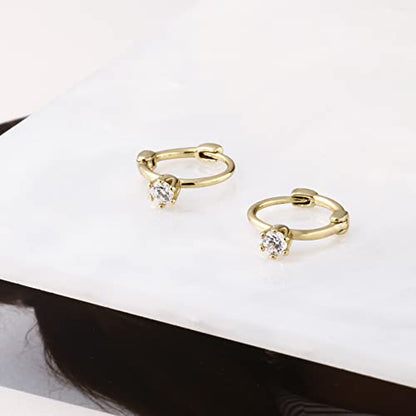 DAILY VIBES Dainty Butterfly Cross CZ Small Huggie Hoop Earrings for Women | Hypoallergenic, 14K Gold Plated Hoops, Tiny Cubic Zirconia, Cartilage Hoop Earrings for Women Trendy - color: Single Stone