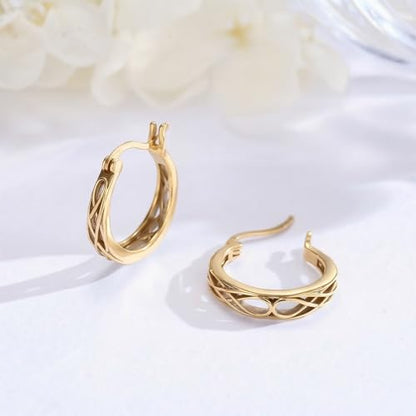 14K Gold Earrings for Women Gold Filigree/Celtic Huggie Earrings Jewelry Easter Mothers Day Gifts for Mom Girlfriend - style: Celtic-C