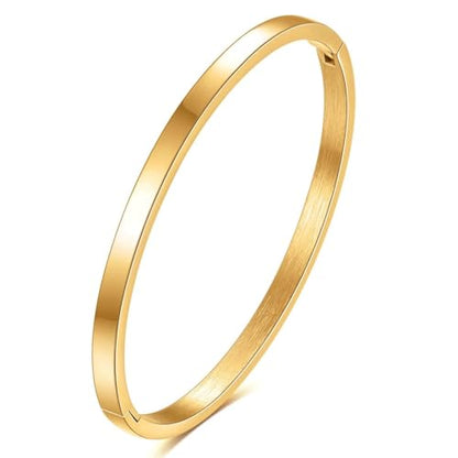 MYNENEY Womens Bracelets Stainless Steel Pave Cubic Zironia Stackable - color: 4mm-Gold, size: 6 Inch