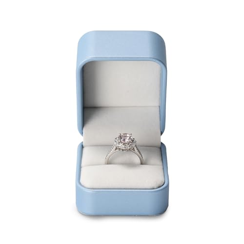 Oirlv Luxury Leather Jewelry Ring Box Engagement Ring Box Wedding Day Keepsake Case(Sky Blue) - color: Sky Blue, size: Ring Box