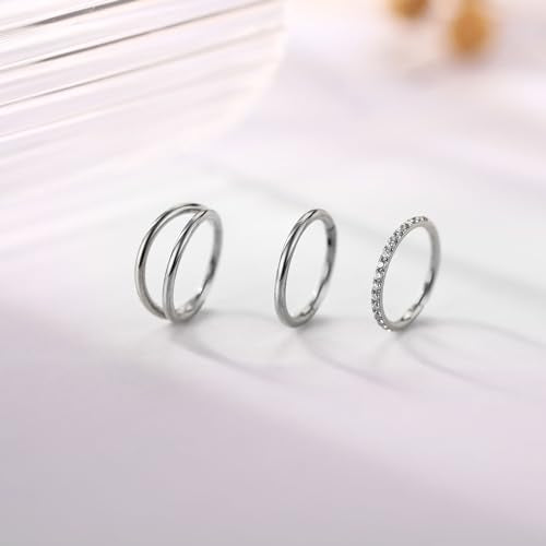 FUNLMO 3Pcs Nose Rings Double Hoop Nose Ring Conch Daith Tragus Helix Rook Piercing Jewelry Surgical Steel Cartilage Earring Conch Hoop Earring Septum Jewelry Lip Ring - color: Style 1: Silver