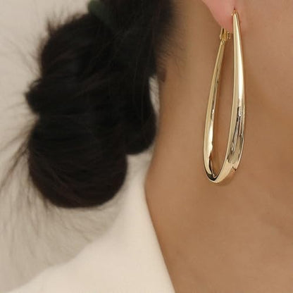 Hoop Earrings for Women, 14K Gold Sterling Silver Chunky Twisted Hoops Earring Hypoallergenic Ear Jewelry - color: Gold-55mm