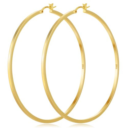 925 Sterling Silver Hoop Earrings Silver Hoops Earring Large Hoop Earrings | Jewelry for Her Gift Large Silver Hoop Earrings Hypoallergenic Thin Hoop Earring for Women Sensitive Ears 20/30/40/50/60/70mm - color: 70mm Gold