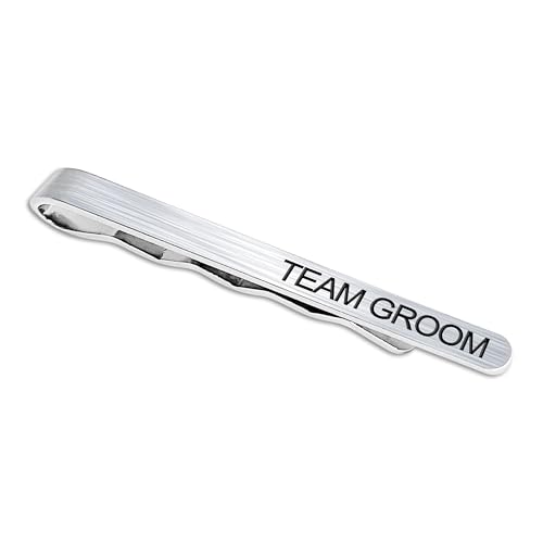 LADY & HOME Tie Clips for Men, Stainless Steel Tie Bars Gifts for Groom, Groomsmen, Father of Groom, Father of Bride, Brother of Bride - style: L:TEAM GROOM
