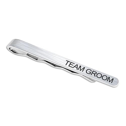 LADY & HOME Tie Clips for Men, Stainless Steel Tie Bars Gifts for Groom, Groomsmen, Father of Groom, Father of Bride, Brother of Bride - style: L:TEAM GROOM
