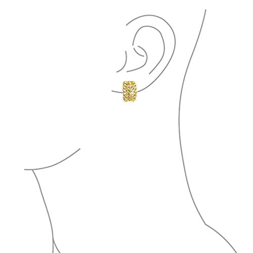 Bling Jewelry Casual Wide Criss Cross Clip On Earrings For Women Lightweight Non Pierced Ears Rhodium Plated Rose Yellow Gold Plated - color: Yellow