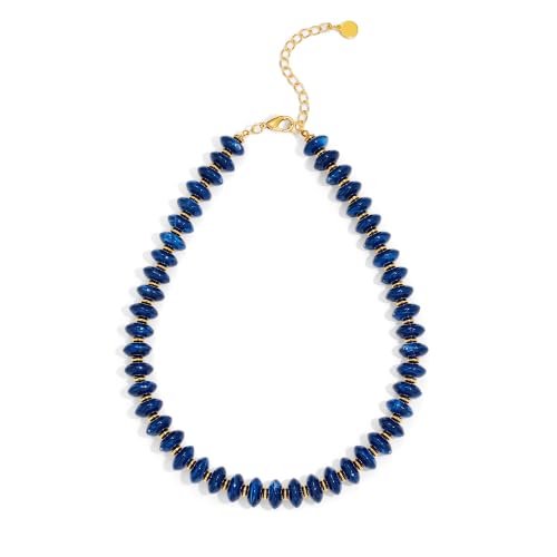 Acrylic Beaded Necklace for Women,Beach Strand Jewelry Gifts | Statement Necklace,Cute Trendy Handmade Jewelry for Women,Chunky Beaded Necklace,Resin Beads Choker - color: Navy blue