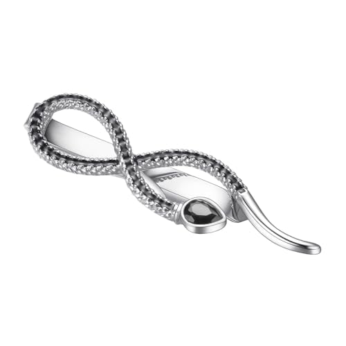 Silver Tie Clip for Mens Stainless Steel Novelty Feather Bat Bee Tie Bar Suitable For Necktie Bar Clip - style: Snake Tie Bar Black 1