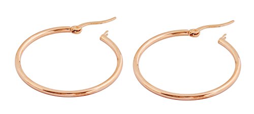 Rounded Hoops Earrings (20mm-60mm Diameter) - color: Rose Gold 30mm