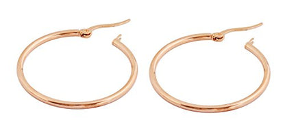Rounded Hoops Earrings (20mm-60mm Diameter) - color: Rose Gold 30mm
