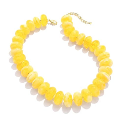 Elegance 11 designs Colorful Chunky Beaded Necklace for Women,Thick Acrylic Disc Bead Choker Statement Necklace Cute Trendy Necklaces Jewelry Gifts for Women - color: Yellow
