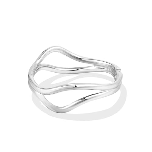 Elegance 11 designs Gold Plated Cuff Bangle Bracelets For Women Trendy Hinged Cuff Open Wide Chunky Gold Bracelet Minimalist Bangle Jewelry Gift - color: Line Bangle Silver
