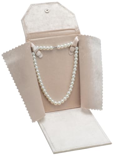 Velvet Necklace Jewelry Travel Folder Storage Display Case (Beige) - color: Beige