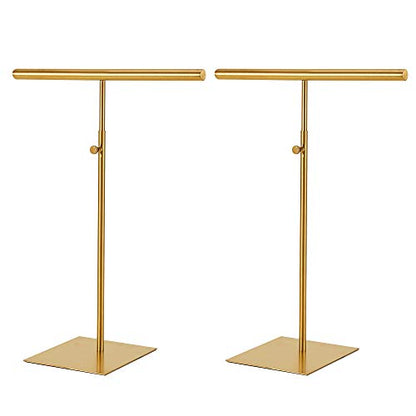 Stainless Necklace Display and Jewelry Stands, 2 Pack Adjustable Height Purse Display Stand, Non-Slip Jewelry Holder Organizer T-bar Tower Necklaces Rack for Vendors Retail Store Counter Home Closet