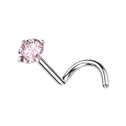 Satix 4-11PCS 18G 20G Implant Grade Titanium Nose Screw Rings Prong Settings 2mm CZ Nose Screw Studs Ring Nostril Piercing Jewelry For Women - style: 18 Gauge - 8PCS