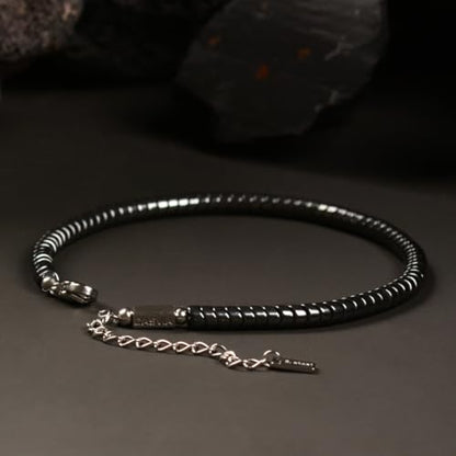 Men's Premium Hematite Snake Bone Adjustable Bracelet Gift for Him | Handmade polished stainless steel fittings durable steel wire flexible fit lightweight, suitable for casual and business wear